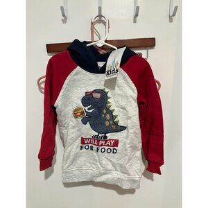 Kids Headquarters Boys Will Play For Food Embroidered Hoodie, Multi, 4T, NWT